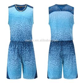 Fully Sublimation Latest Design Light Blue Basketball Jersey and Shorts Kit