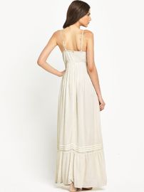 Strappy tiered cheesecloth stylish white maxi bridesmaid dress