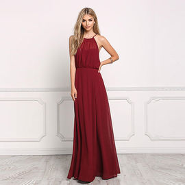 Sexy long maxi red dress draped chiffon bridesmaid dress patterns