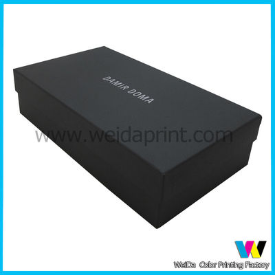 Black  Hard Cardboard  Paper Packaging Boxes for Shoes with White Logo