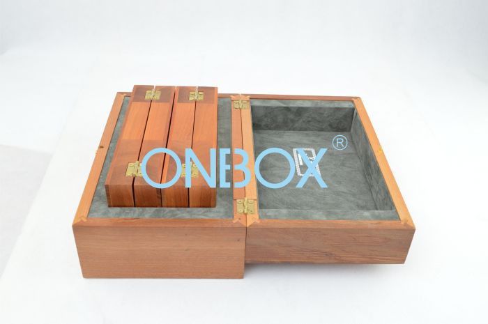 Luxury matt painting wooden box with hinged lid , solid wood coin case